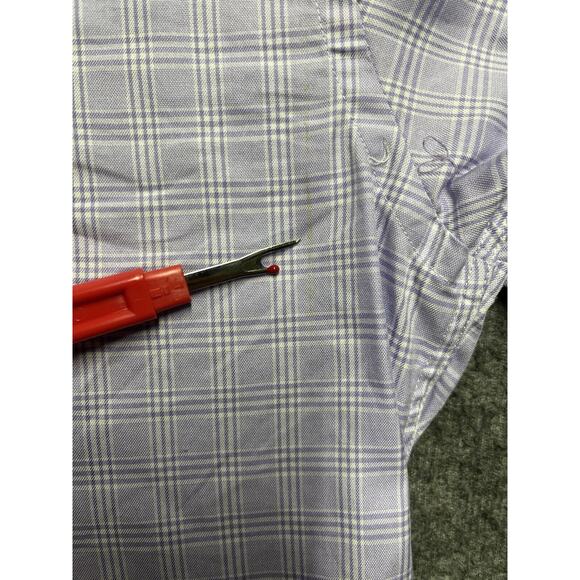 David Donahue Shirt Men's Size 16.5 32/33 Purple Check 100% Cotton Long Sleeve - Picture 8 of 8